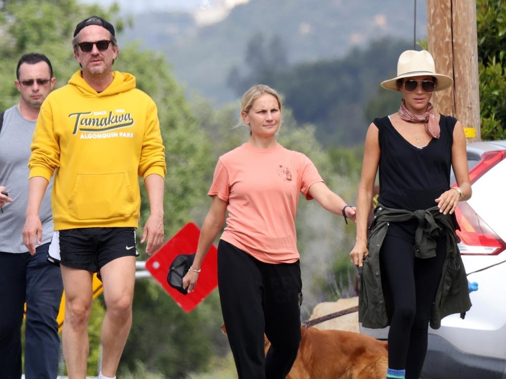 Meghan Markle was joined by friends Markus Anderson and Heather Dorak on her 40-minute hike. Picture: Backgrid