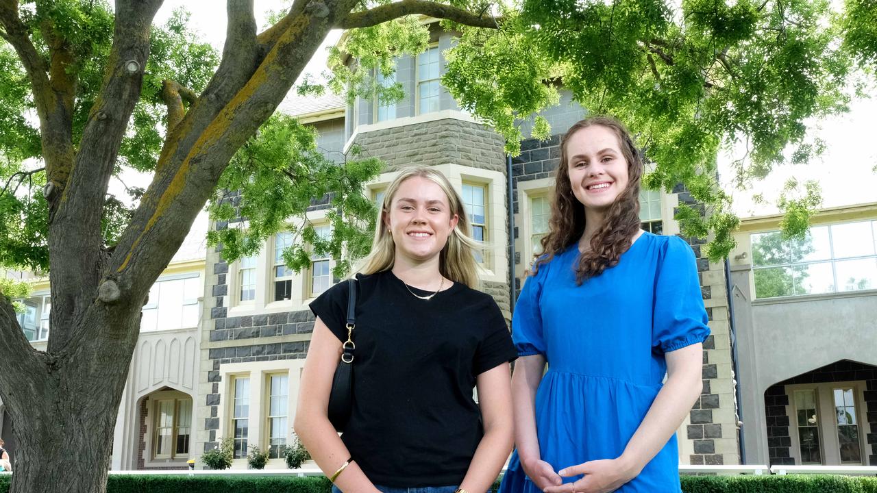 Sacred Heart College has been ranked one of the region's best schools with left Lila Richard and Ella Colquhoun Picture : Mark Wilson