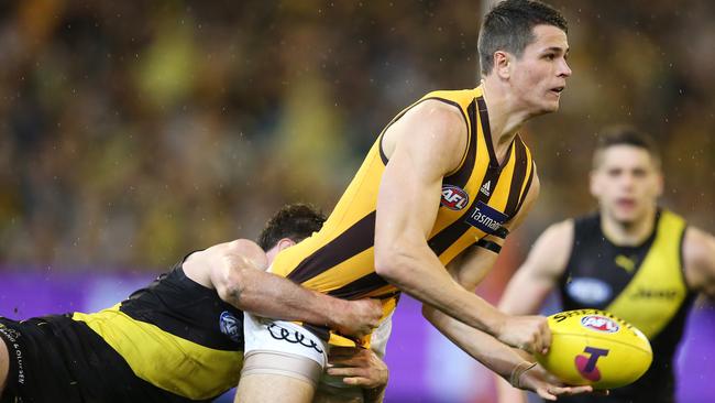 AFL First Qualifying Final. 06/09/2018. Richmond v Hawthorn at the MCG, Melbourne. Hawthorn's Ryan Burton . Pic: Michael Klein