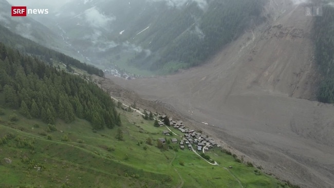 The dramatic aftermath of the avalanche in the Swiss hamlet of Blatten. Picture: srf.ch