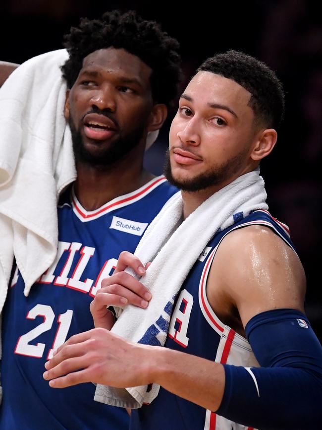 Joel Embiid and Ben Simmons. Picture: Harry How/Getty Images/AFP