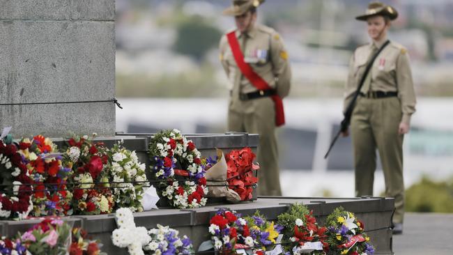 Yesterday’s Remembrance Day ceremony at the Cenotaph, Hobart, Tasmania. Picture: MATT THOMPSON.