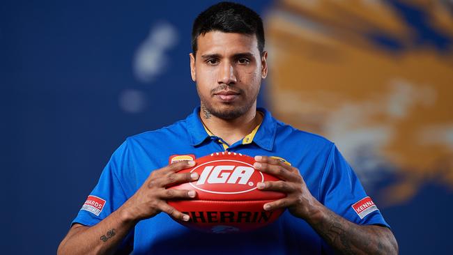 PERTH, AUSTRALIA - OCTOBER 09: Tim Kelly of the Eagles poses for a photo session for his new club after the West Coast Media Opportunity at Mineral Resources Park on October 09, 2019 in Perth, Australia. (Photo by Daniel Carson/AFL Photos via Getty Images)