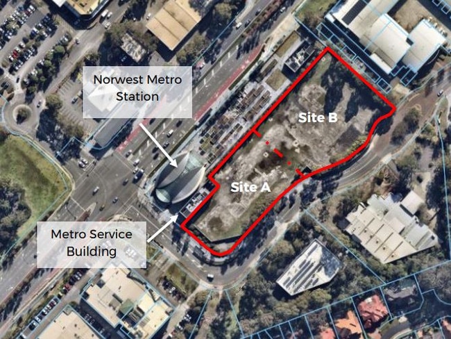 An aerial view of the proposed site. Picture: Hills Shire Council