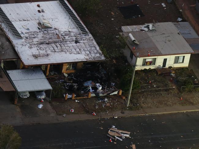 The scene of the blast. Pictures: Jack Tran / The Courier Mail
