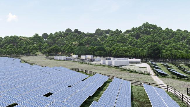 A rendered impression show the full extent of plans to create a new microgrid in the Daintree featuring a large solar farm. Picture: Supplied