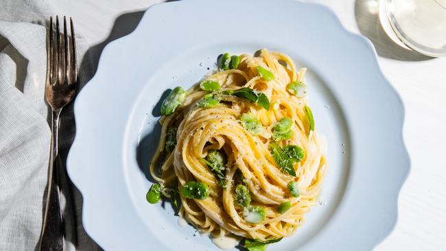 Broadbean pasta by Elizabeth Hewston. Photo: Nikki To