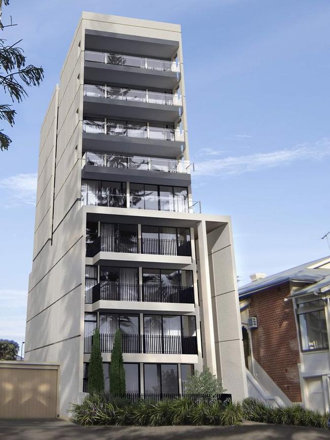 Griffin Group's eight-storey apartment at 22 Colley Terrace, Glenelg. Picture: Supplied