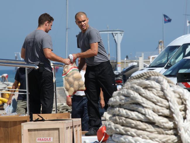 Finishing touches and cleaning under way of yacht IJE by Benetti on the day James Packer spends his first day on the yacht after taking possession of it. Picture: Ella Pellegrini