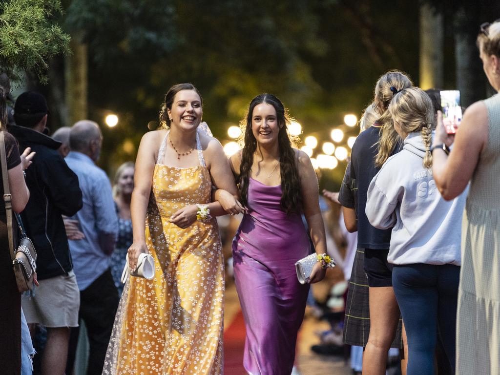 Maeve Toombes (left) and Hope Morgan at Fairholme College formal, Wednesday, March 29, 2023. Picture: Kevin Farmer