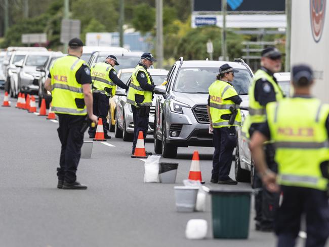 High-visibility police operation and RBT on Toowoomba Connection Rd at Withcott, part of Easter road safety campaign, Thursday, April 6, 2023. Picture: Kevin Farmer