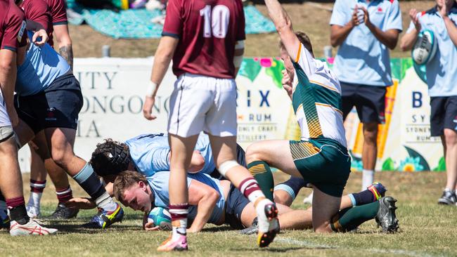 NSW player Bryn Edwards scores a try. Picture: Julian Andrews