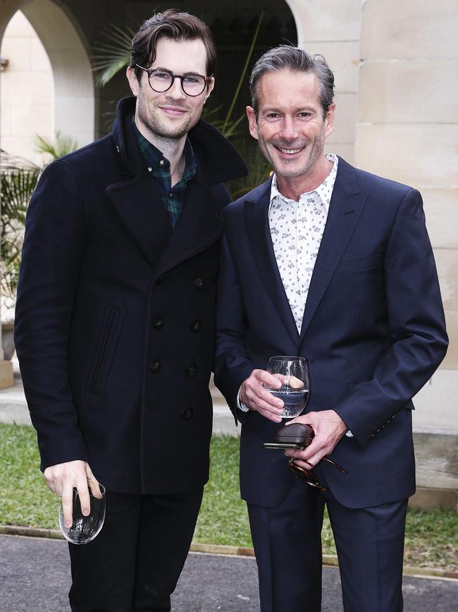 Actors David Berry and Brett Climo chat at the function. Picture: Justin Lloyd