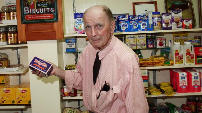 Murder victim Frank Newbery photographed in his store. Picture: Ron Morrison