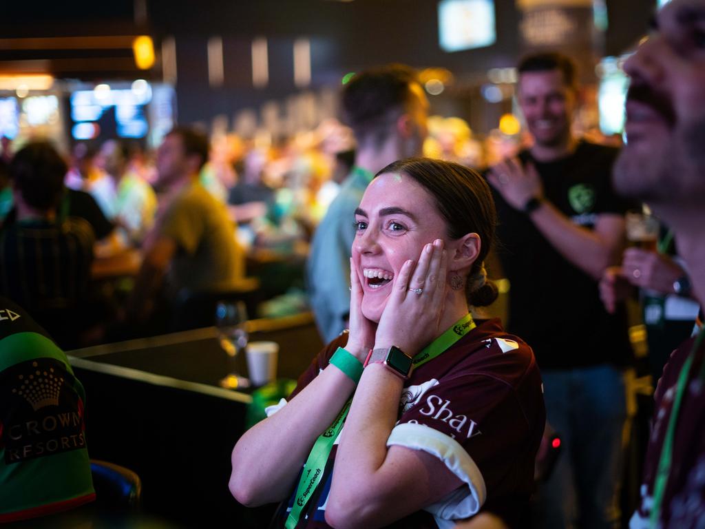 NRL fans get excited at the SuperCoach Viva non-Vegas Party at the Star Casino in Sydney. Picture: Tom Parrish