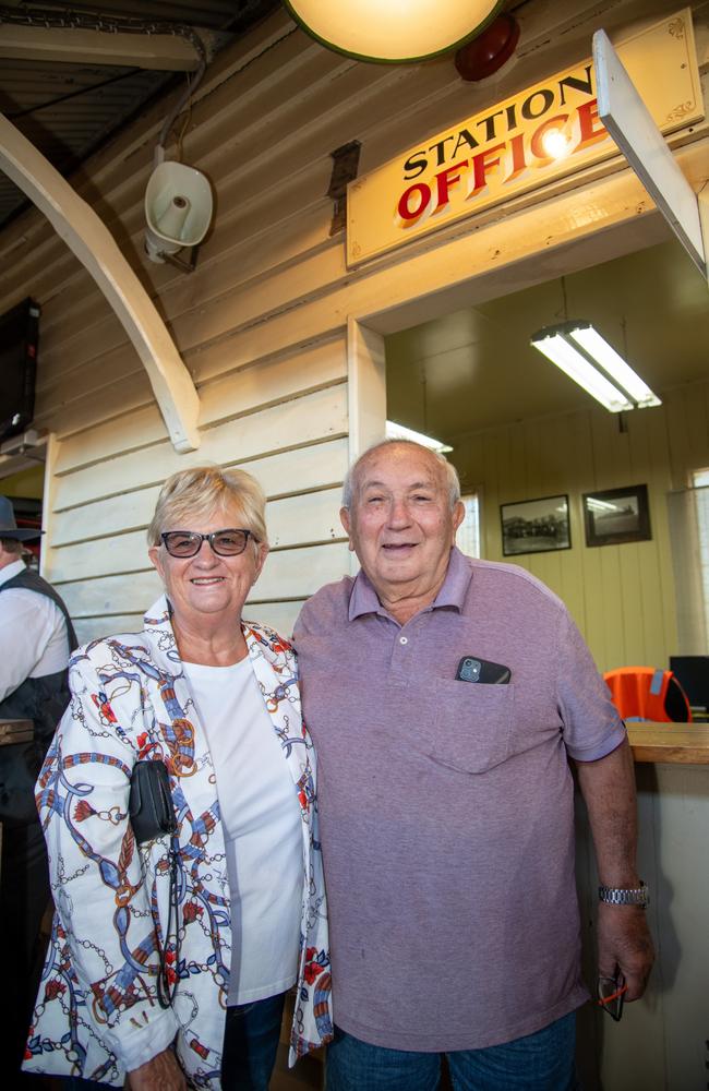 Paulette and Joe Ramia excited to be on the inaugural trip for the restored "Pride of Toowoomba" steam train from Drayton to Wyreema. Saturday May 18th, 2024 Picture: Bev Lacey