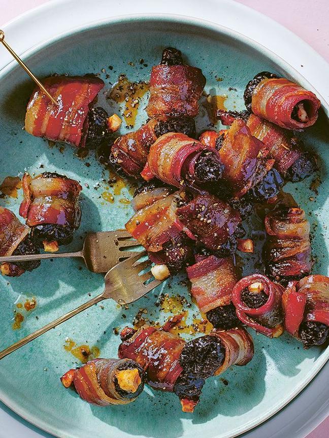 Bacon-wrapped devils on horseback.