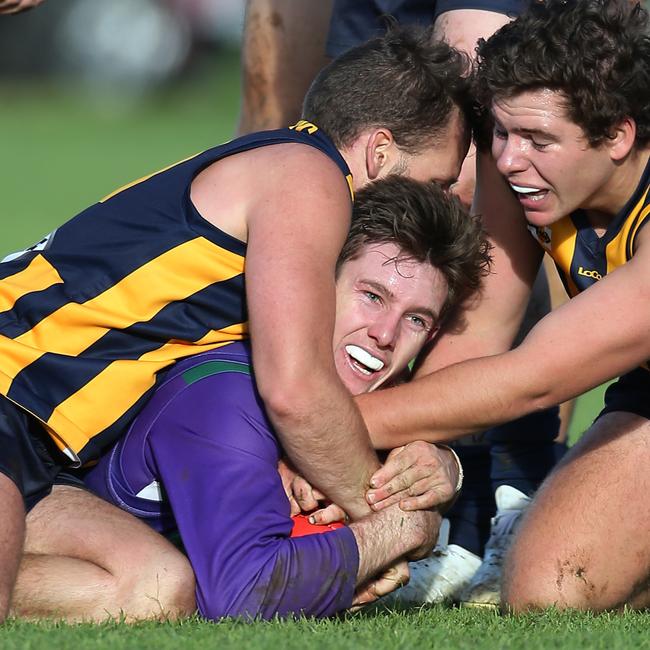 Tom Toma playing against Mallee Eagles in 2018. Picture: Yuri Kouzmin