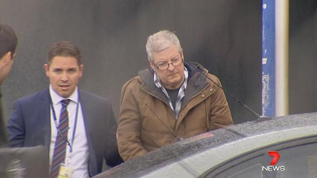 Andrew McMahon, 47, was arrested in Malvern before being charged over a blaze at the Albion Hotel in South Melbourne. Picture: 7 News.