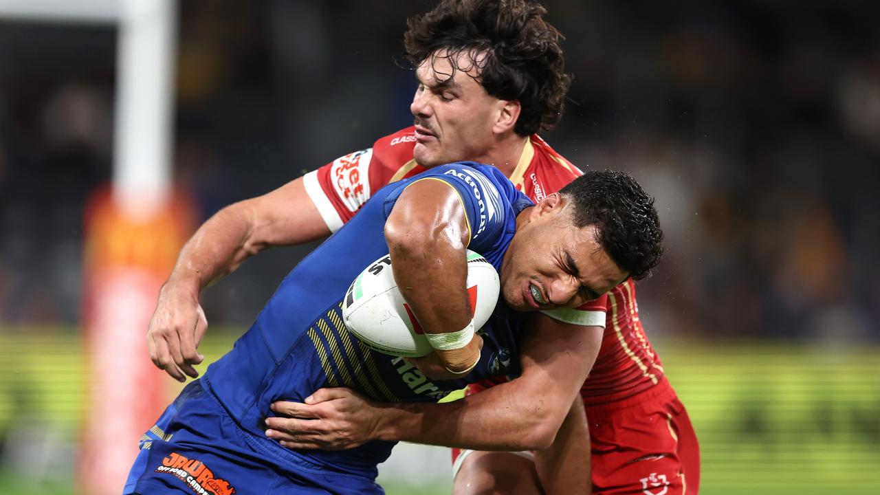 Will Penisini couldn’t get past Herbie Farnworth late in the game. Picture: Matt King/Getty Images