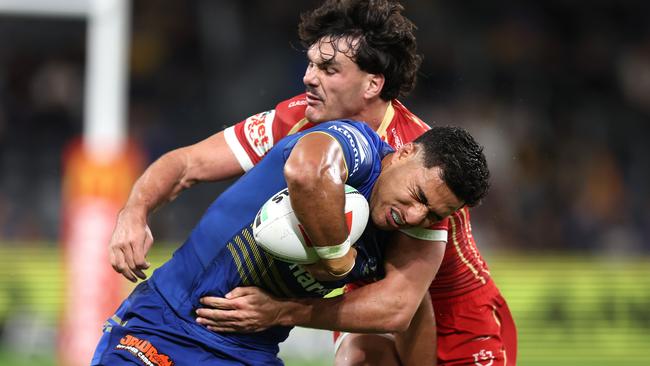 Will Penisini couldn’t get past Herbie Farnworth late in the game. Picture: Matt King/Getty Images