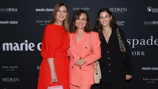 Ms Contos (right) pictured with Brittany Higgins and Lisa Wilkinson. Picture: Lisa Maree Williams