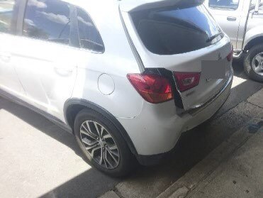 A car that mounted the kerb and ran into the front window of the Stihl Shop Grafton on Wednesday