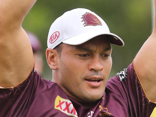 Alex Glenn. The Brisbane Broncos training at Re Hill.  Pic Peter Wallis