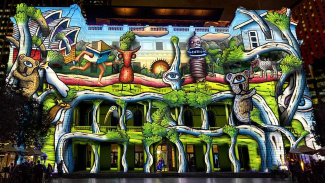 An artist’s render of Gumscape with Road and Creatures by Reg Mombassa at Customs House. Picture: Supplied