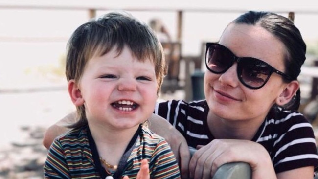 Toddler Ruben Scott, 2, who has gone missing at Koolatah Station, with mum Natasha Scott.