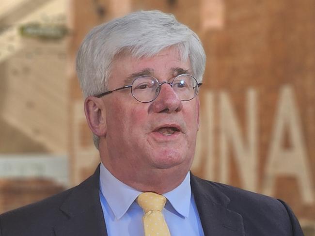 Economist Saul Eslake speaks to the media at Parliament Square in Hobart on Monday, August 19, 2024.