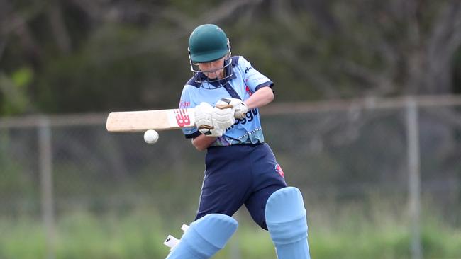 Isaac Moran batting for Newcastle City. Charlestown v Newcastle City, SG Moore Cup round one at Kahibah Oval. Picture: Sue Graham