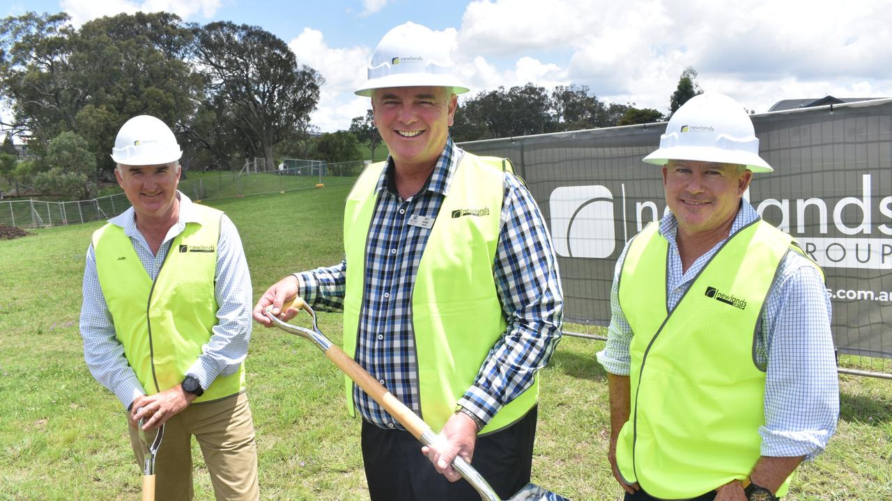 Starting work on a new two-storey learning building at Glenvale Christian School are (from left) Newlands general manager John Ryan, principal Brett Munro and project manager Peter Browett.