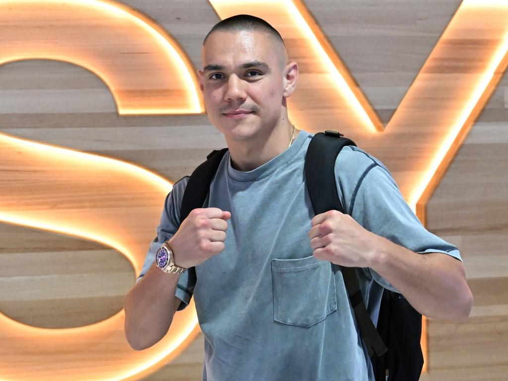 Tim Tszyu was all smiles when he left Sydney on January 29, but he’s had to endure a major shift just days out from his Las Vegas debut. Picture: No Limit Boxing