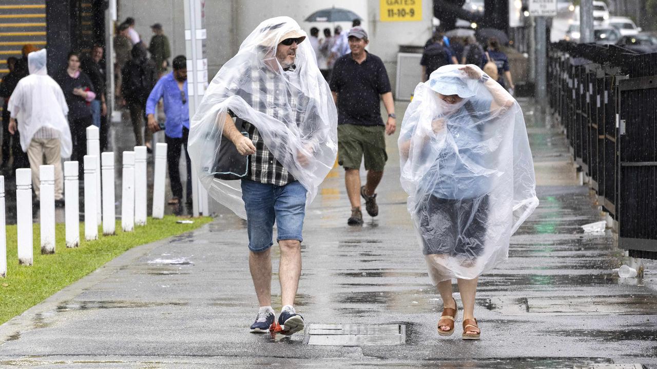 Ponchos were the order of the day at the third Test. Picture: Richard Walker