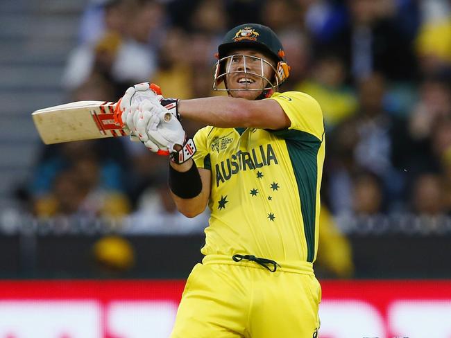 David Warner played a quickfire knock for Australia. Picture: Michael Klein.