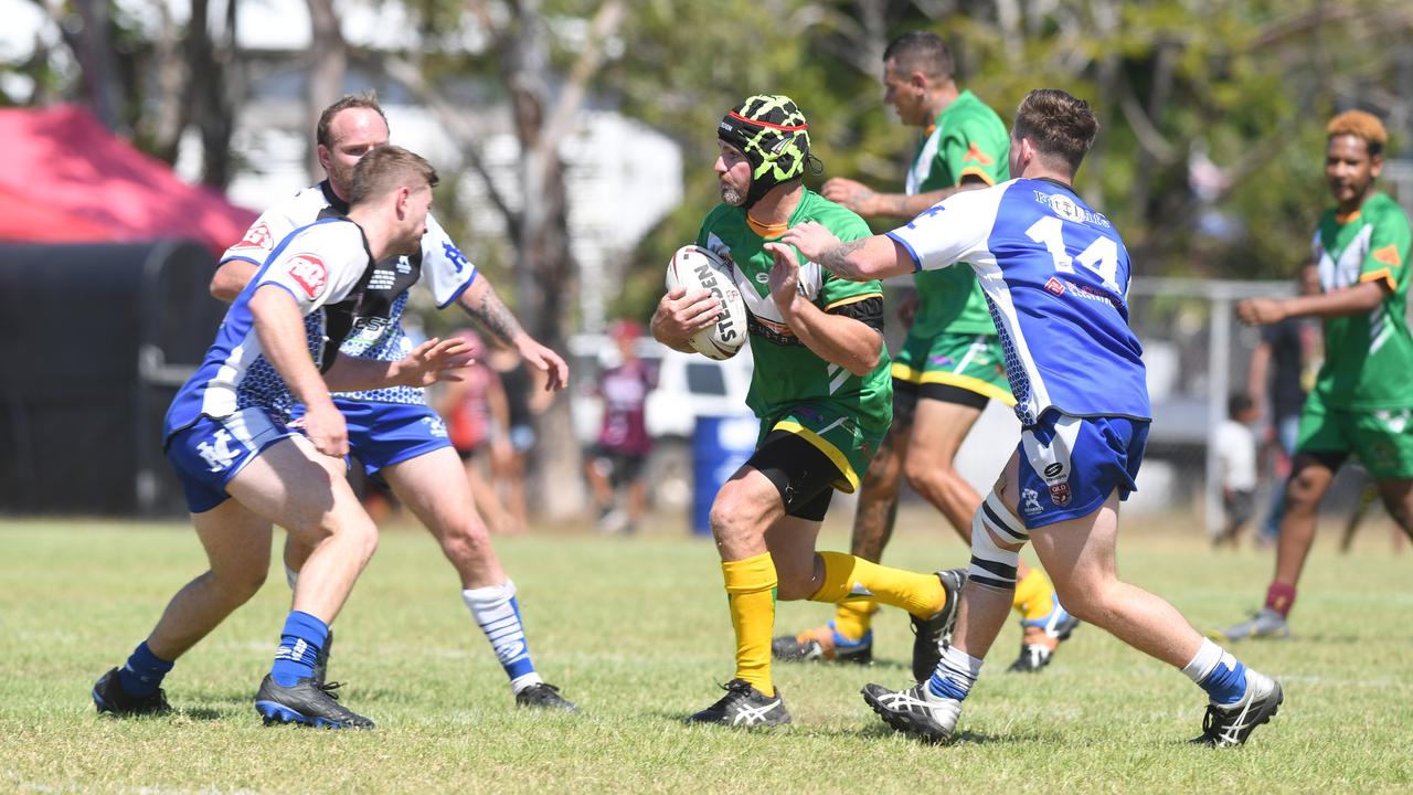 RUGBY LEAGUE - A DAY AT THE PARK: Fitzroy Gracemere Sharks' Gerald Canham with the ball