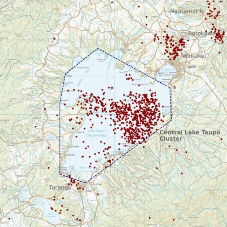 Earthquakes located by GeoNet in the Lake Taupō area from January 1 to September 18, 2022. Picture: GeoNet