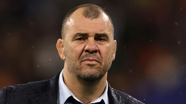 PARIS, FRANCE - OCTOBER 20: Michael Cheika, Head Coach of Argentina, looks on prior to the Rugby World Cup France 2023 semi-final match between Argentina and New Zealand at Stade de France on October 20, 2023 in Paris, France. (Photo by David Rogers/Getty Images)