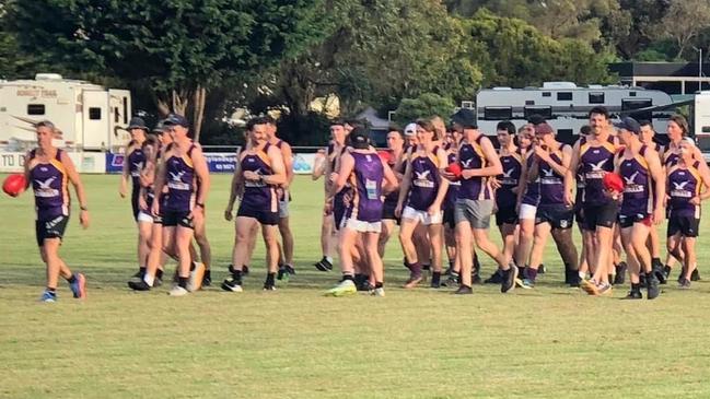 Port Fairy squad working hard during the preseason. Picture: Port Fairy Football Club.