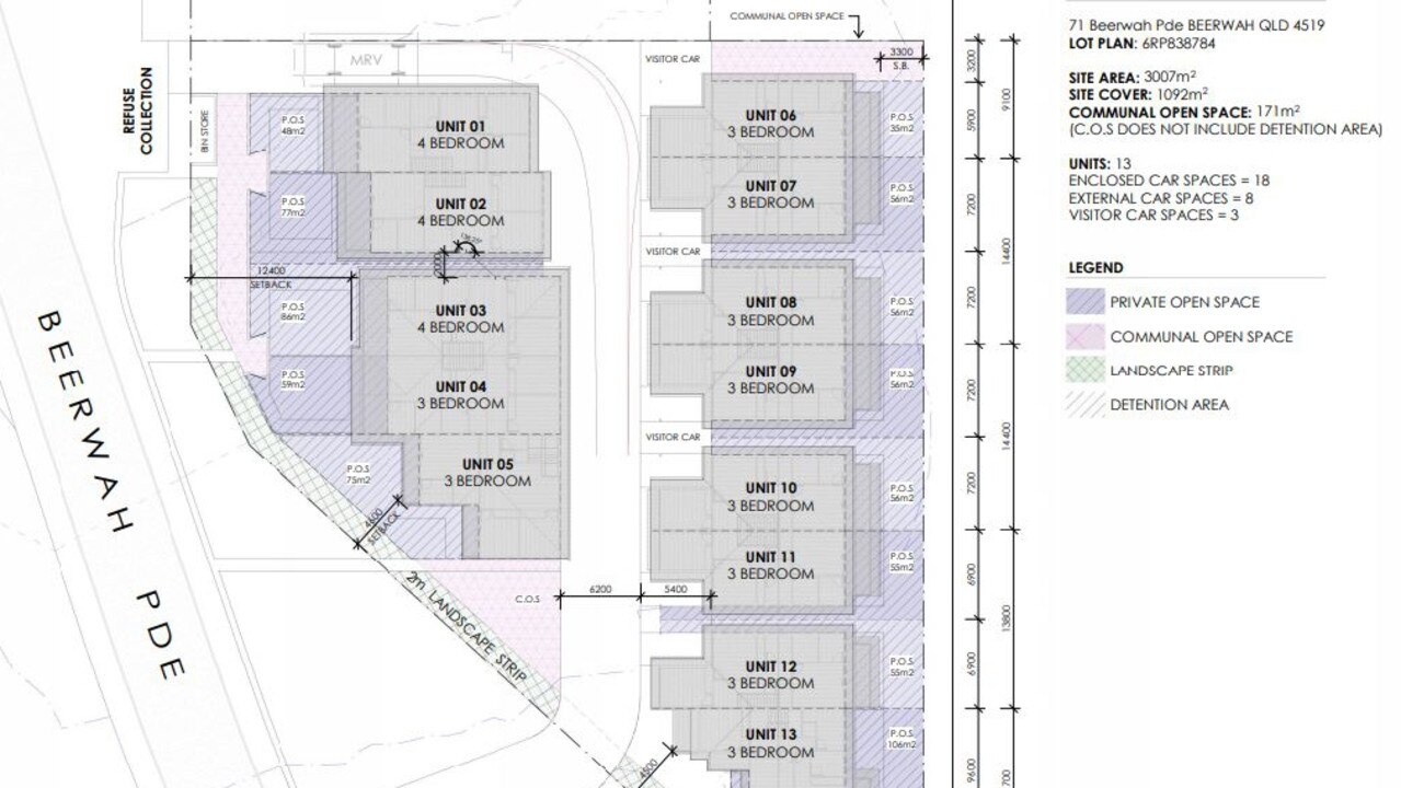 Designs submitted to Sunshine Coast Council as part of an application for a unit complex in Beerwah.