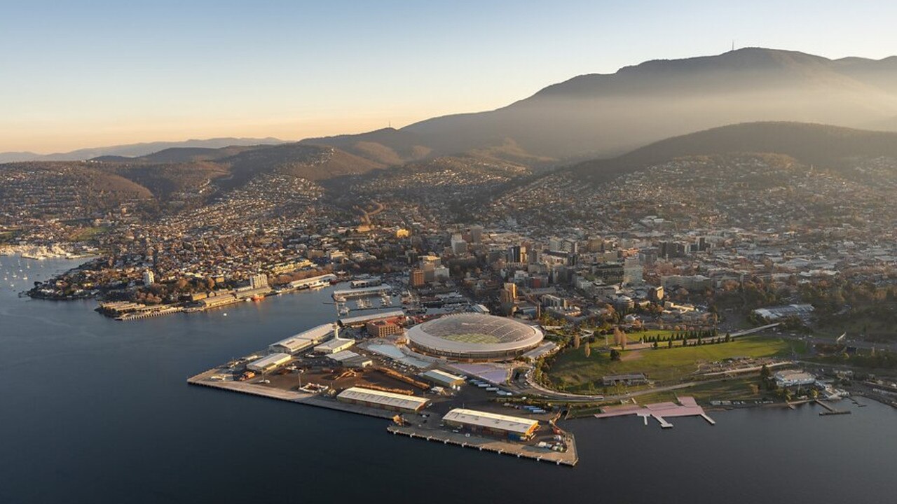 Renders of Macquarie Point stadium. Picture: Cox Architecture.