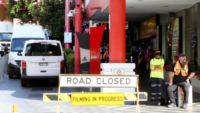 Filming took place in a closed-off section of the Chinatown Mall in Fortitude Valley, on Thursday. (Image AAP/Steve Pohlner)