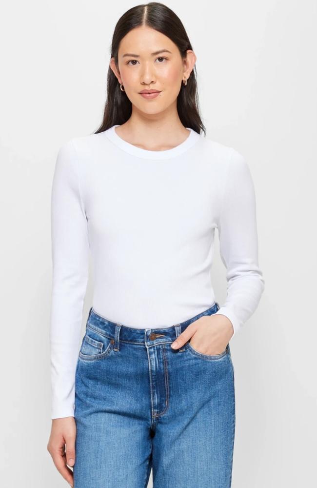 Australian Cotton Long Sleeve Rib Layering T-shirt. Picture: Target.