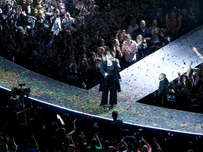 Costume change for Adele during her performance at the Gabba in Brisbane. Picture: Steve Pohlner