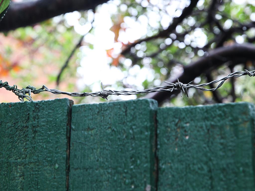 Barbed wire which surrounded Bruce Roberts’ home.