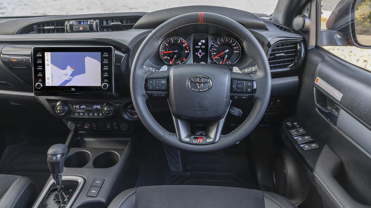 Inside the 2023 Toyota HiLux GR Sport.