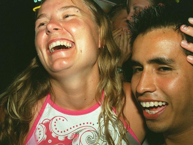 Olivia Steinkamp and Alex Moreno at Surfers Paradise Beer Garden in 2003.
