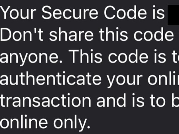 OTP authentication in a text message. Picture Supplied