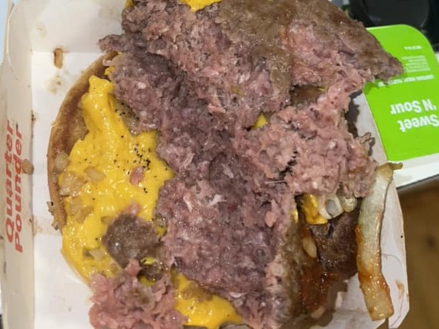 A McDonald’s customer was left gagging after making a foul discovery inside a burger they had already taken a bite from.